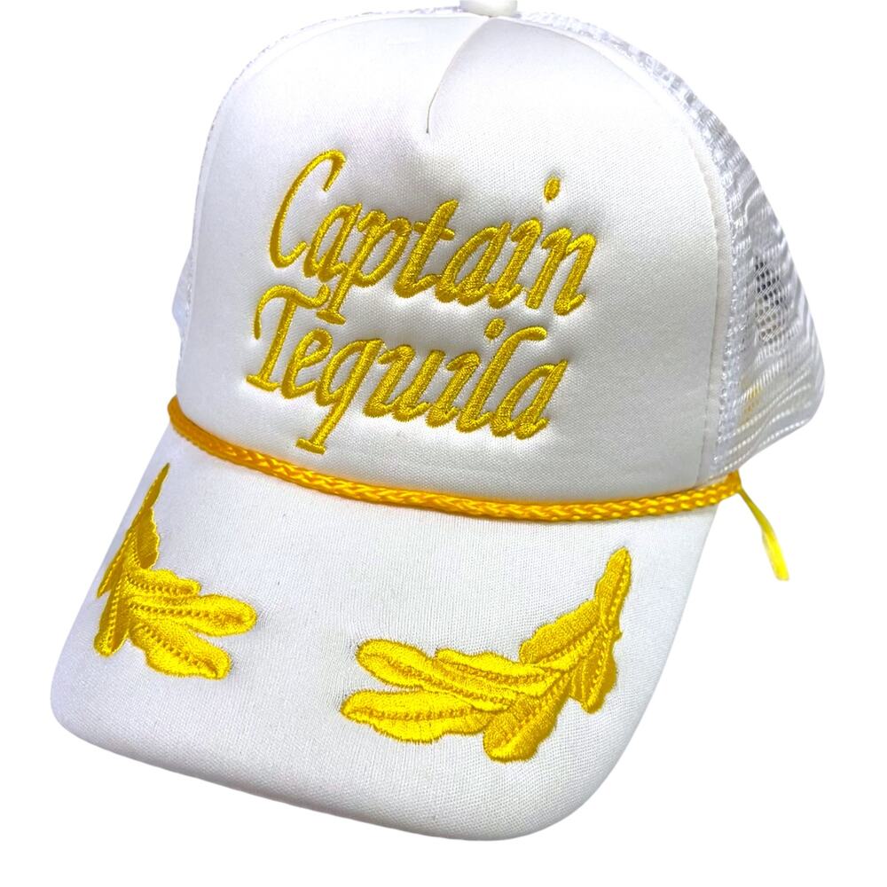 Lucky7 Captain Tequila White Gold Trucker Hat Snapback Mesh Cap